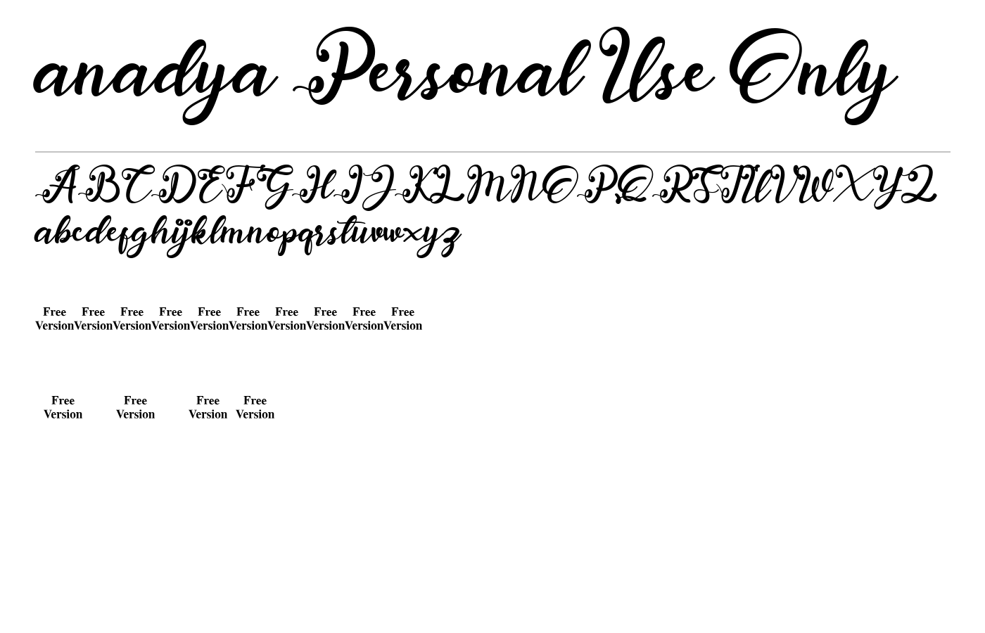 anadya Personal Use Only Font preview