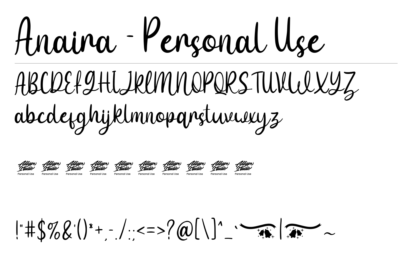 Anaira - Personal Use Font preview