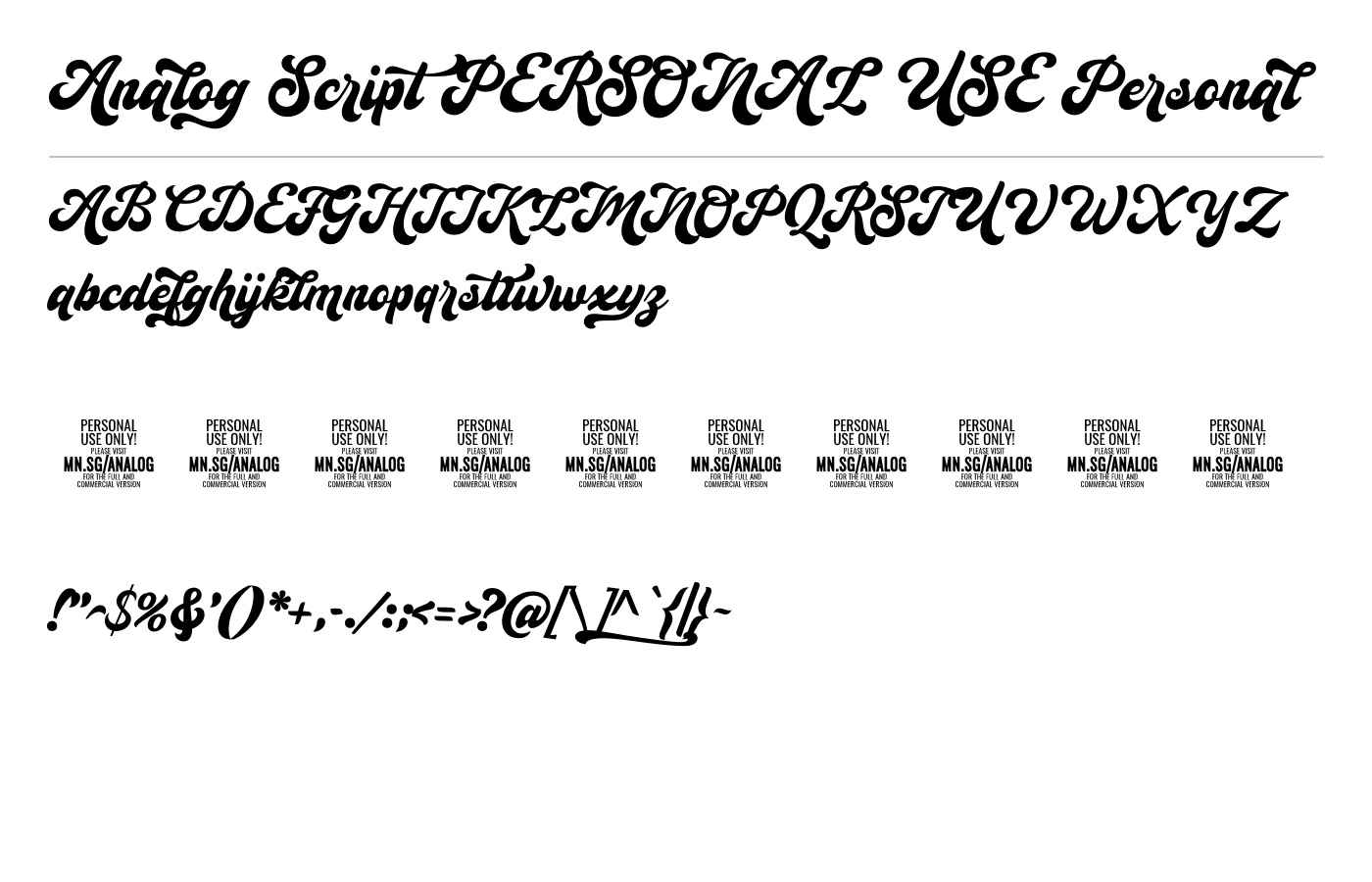 Analog Script PERSONAL USE Font preview