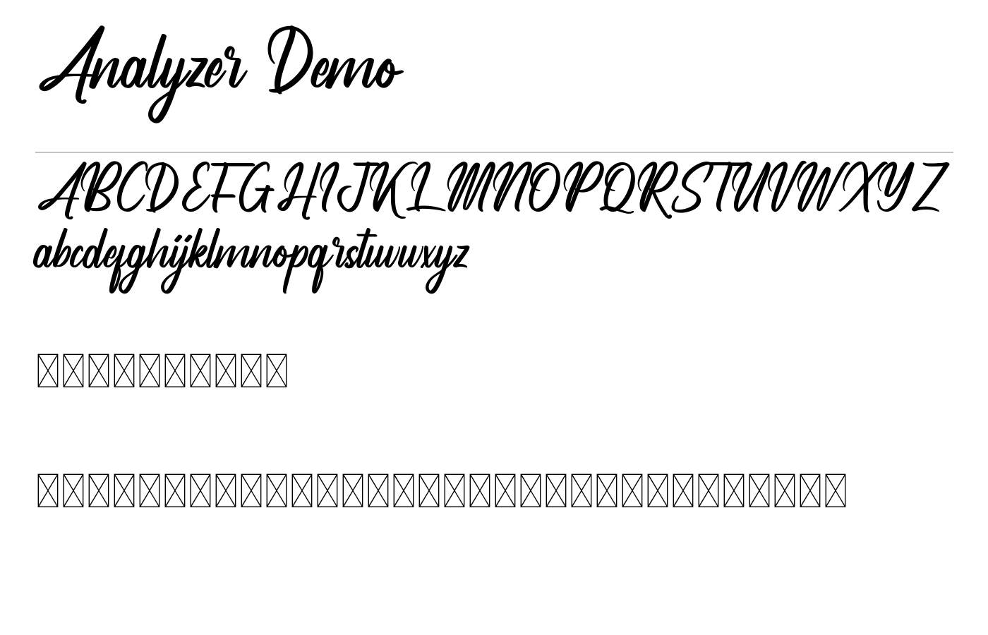 Analyzer Demo Font preview