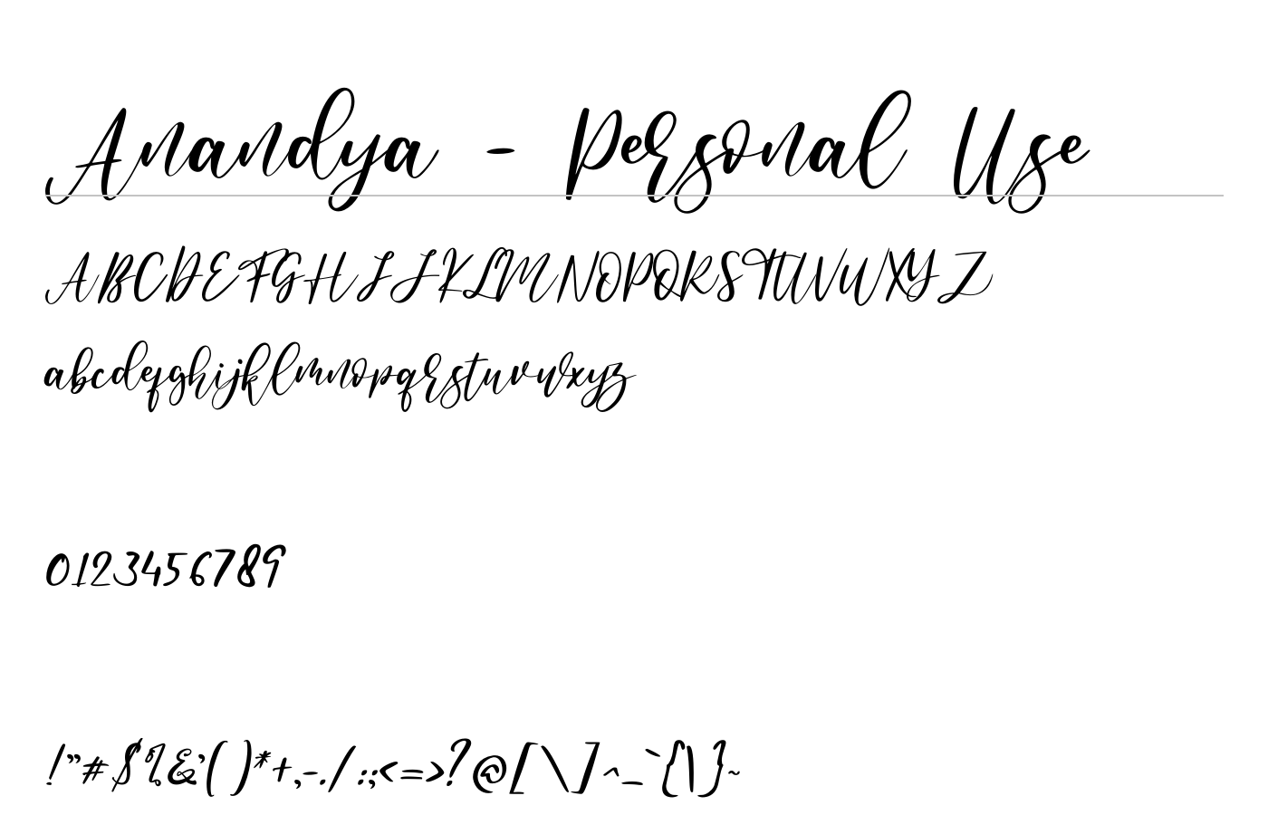 Anandya - Personal Use Font preview