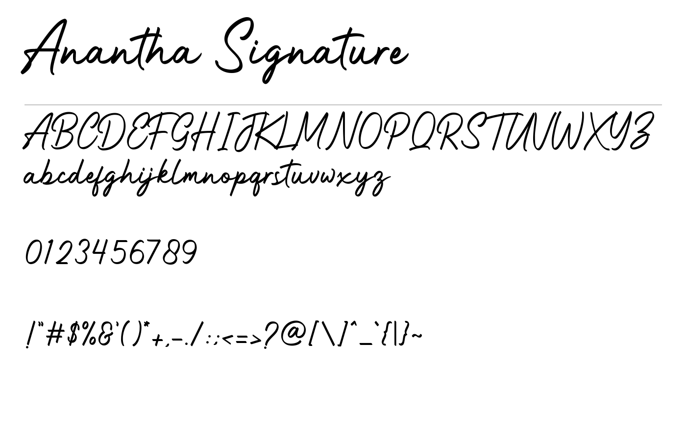 Anantha Signature Font preview