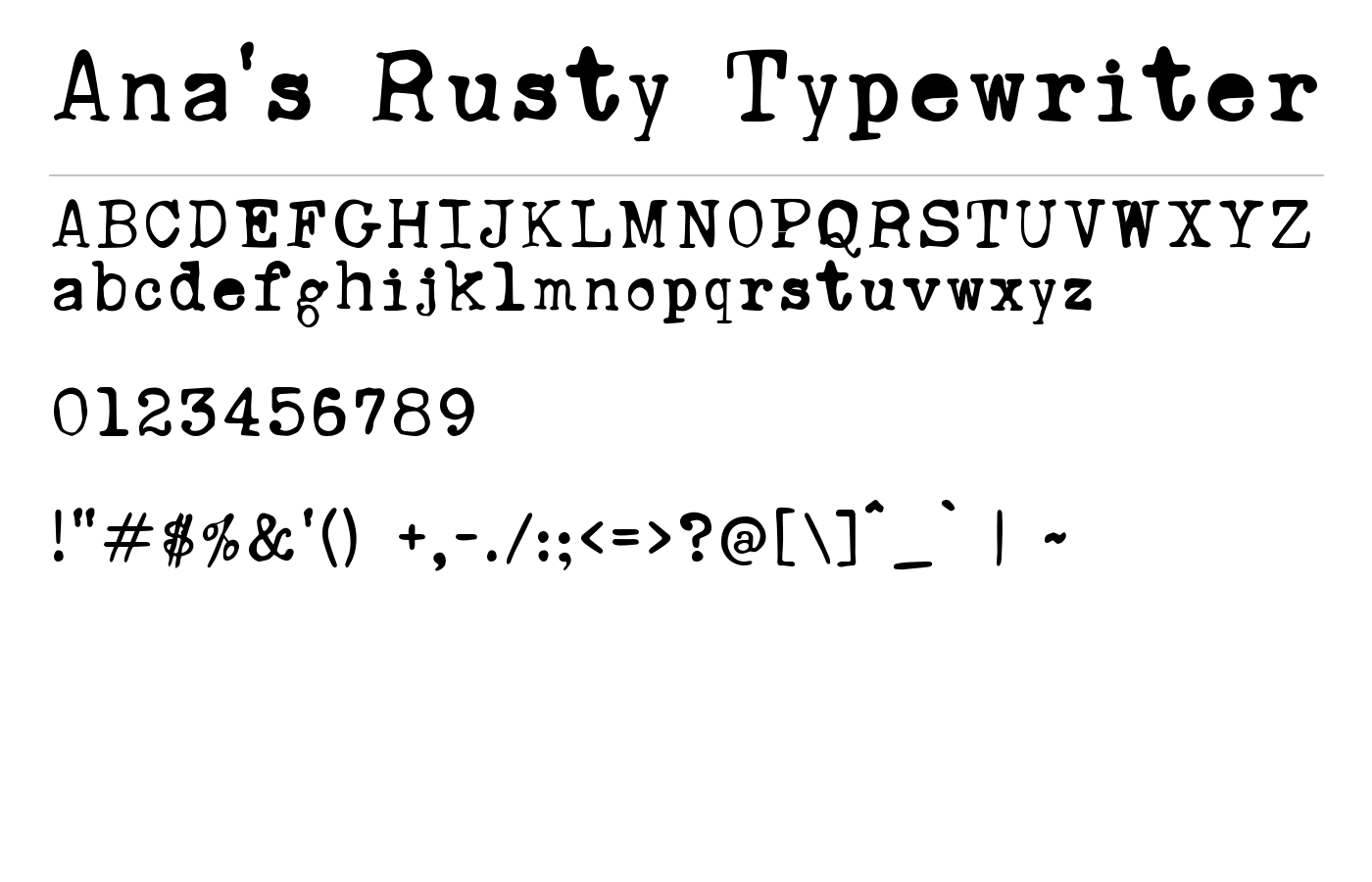 Ana's Rusty Typewriter Font preview