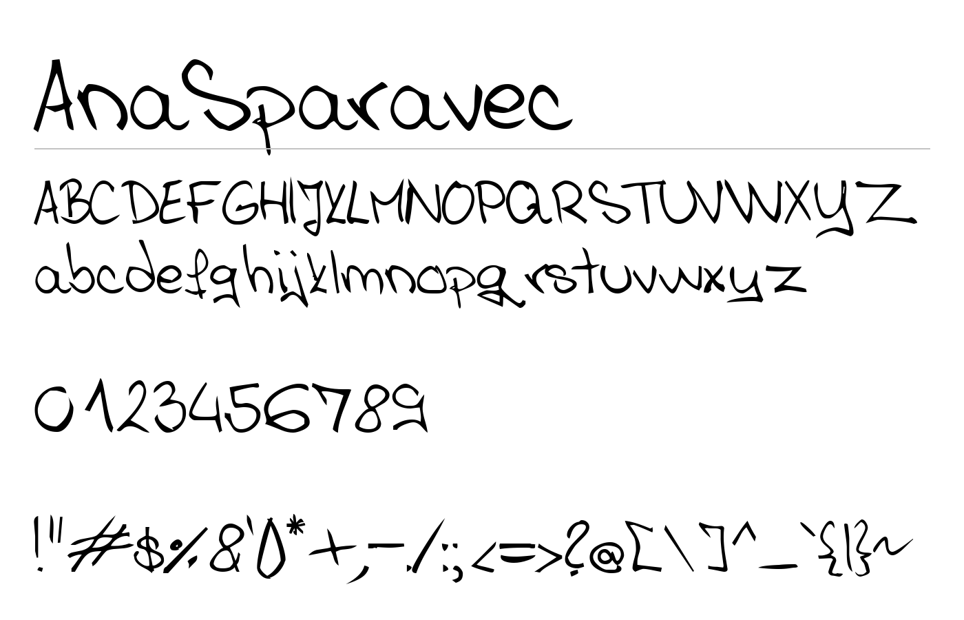 AnaSparavec Font preview
