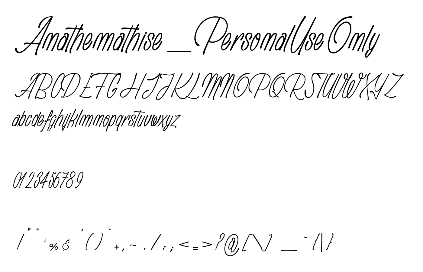 Anathemathise_PersonalUseOnly Font preview