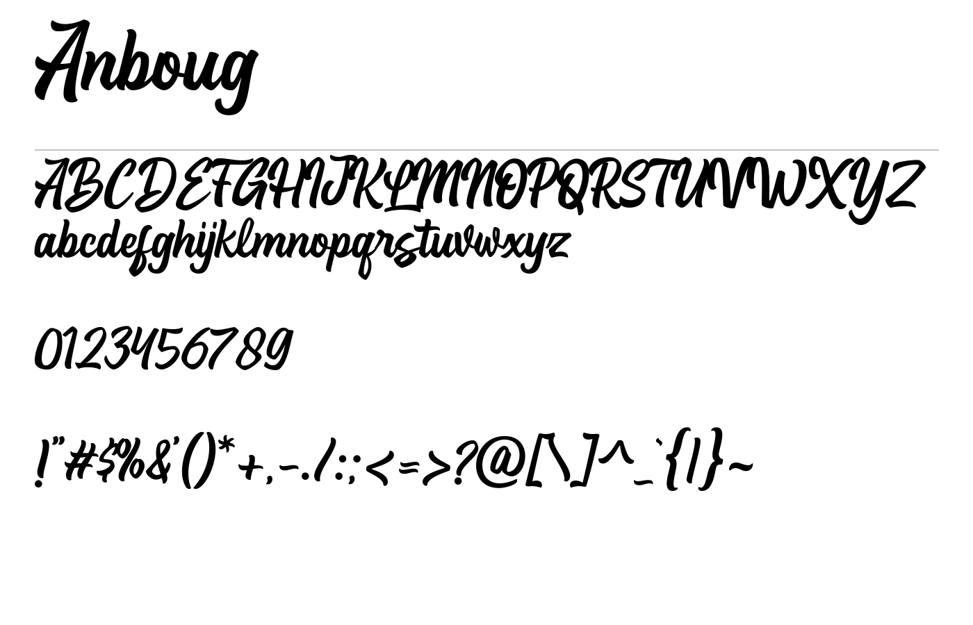 Anboug Font preview