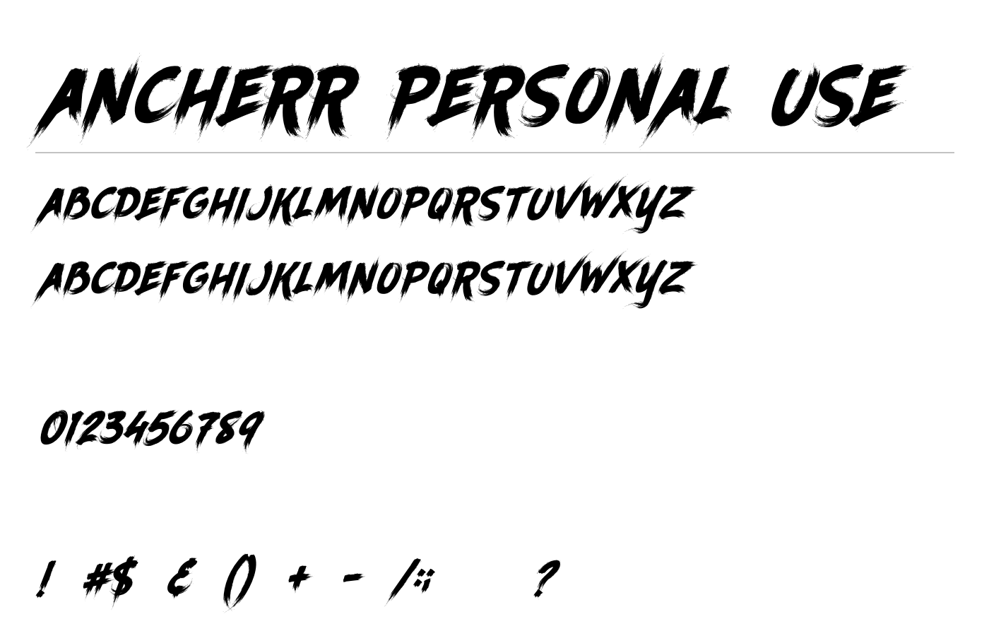 Ancherr Personal Use Font preview