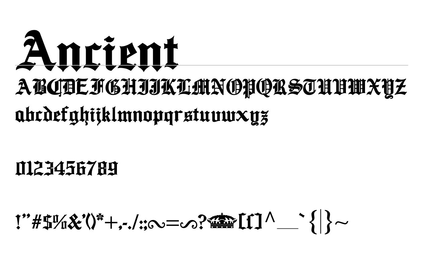 Ancient Font preview