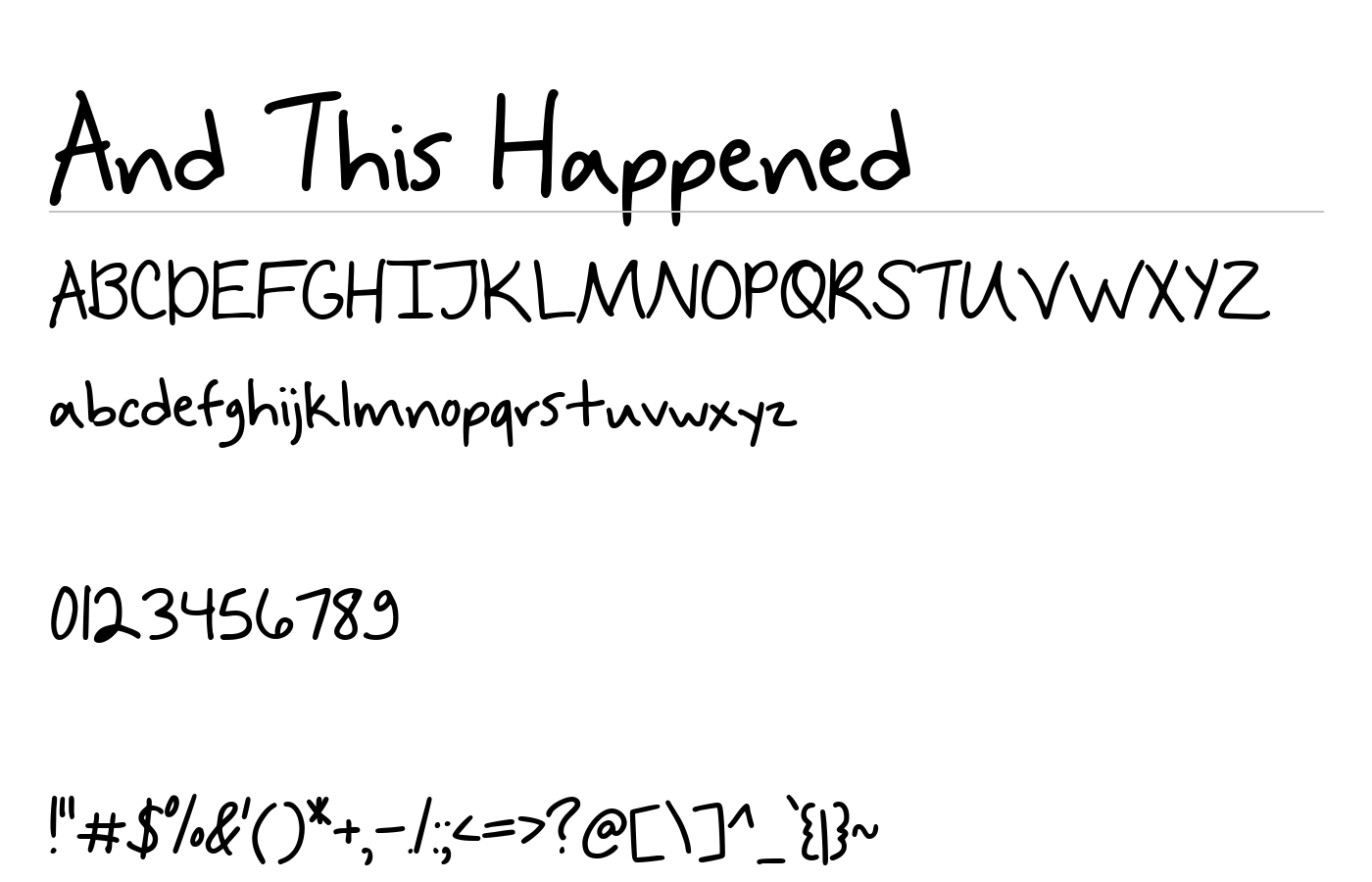 And This Happened Font preview
