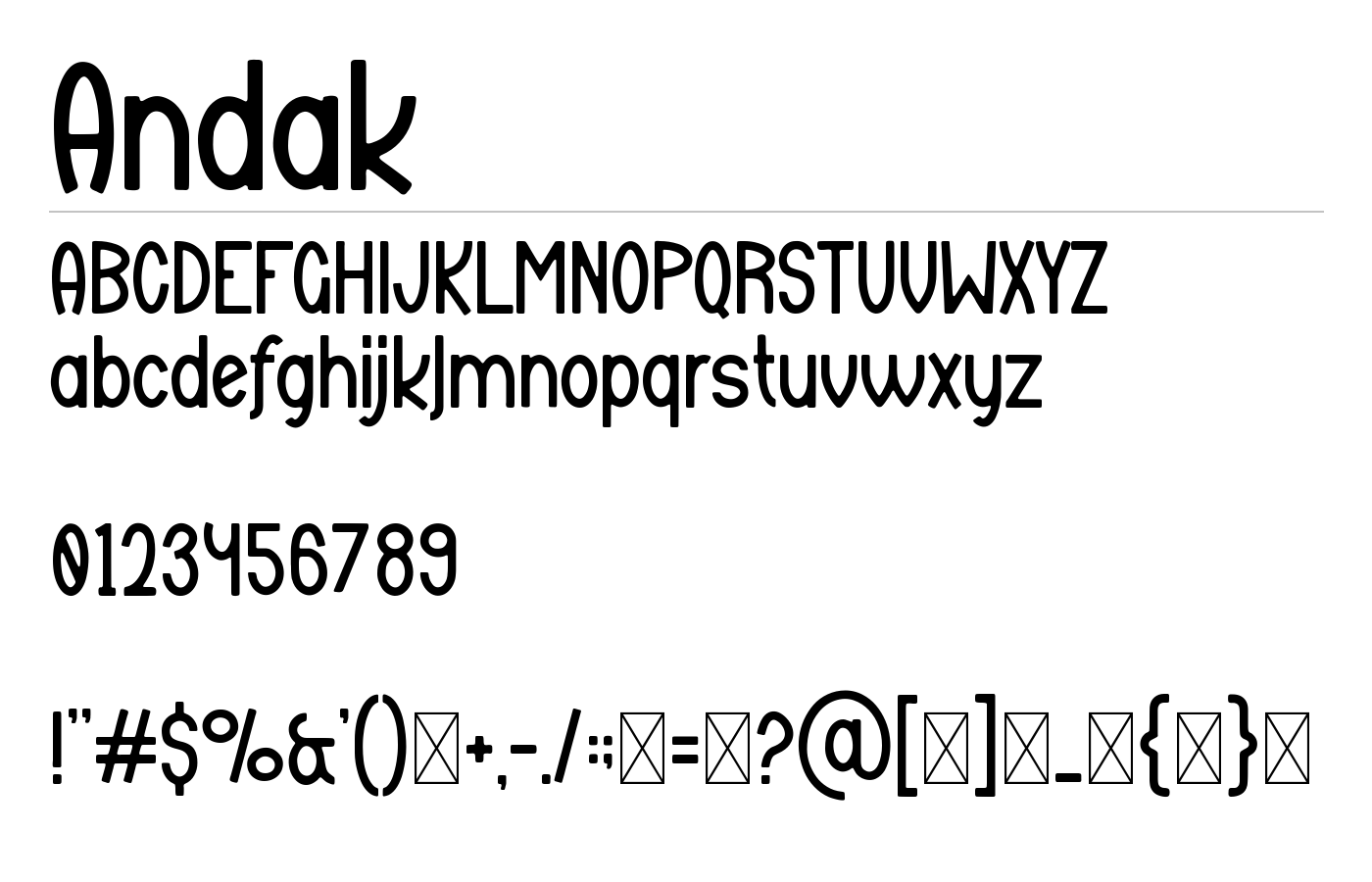 Andak Font preview