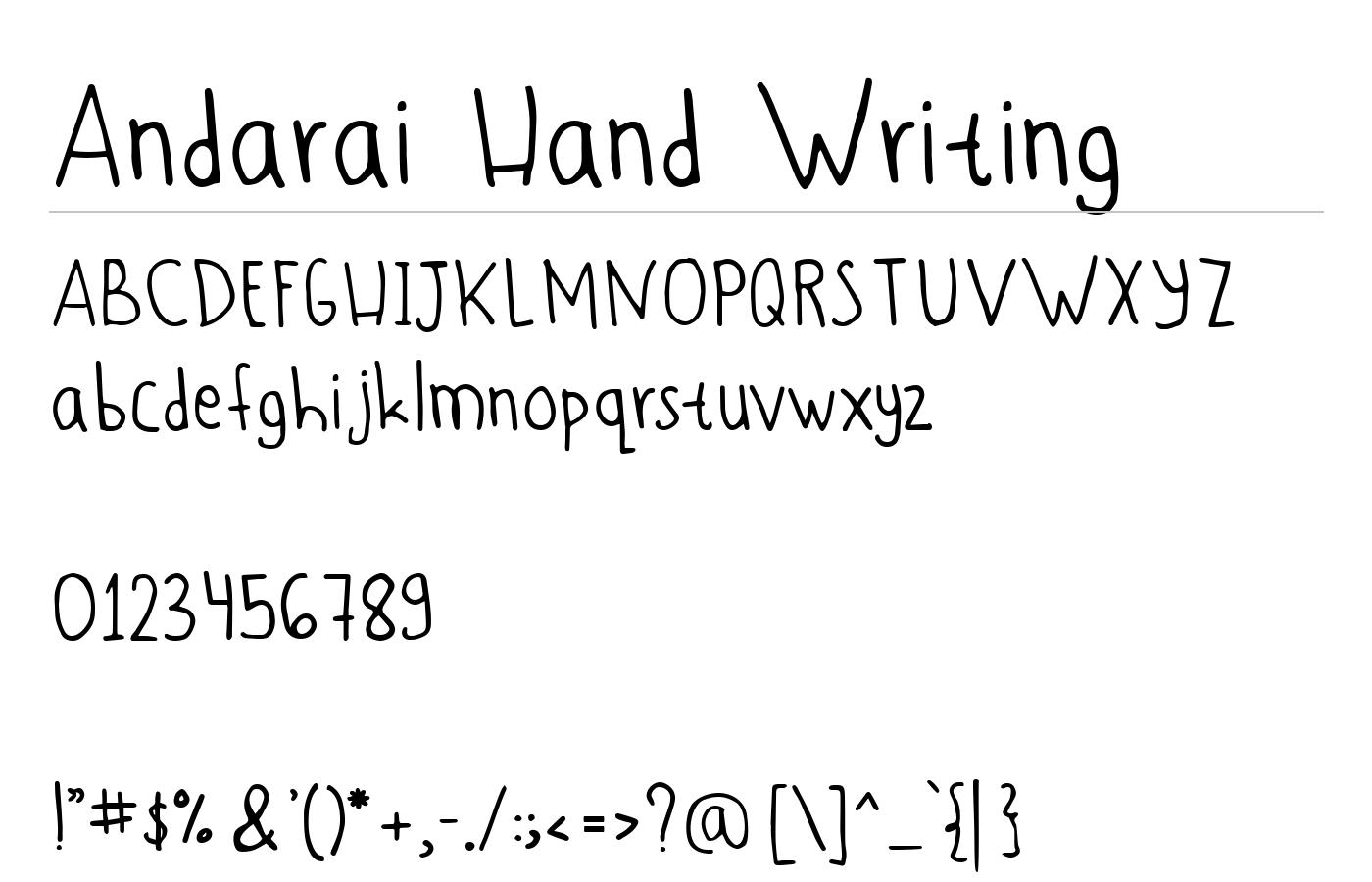 Andari Hand Writing Font preview