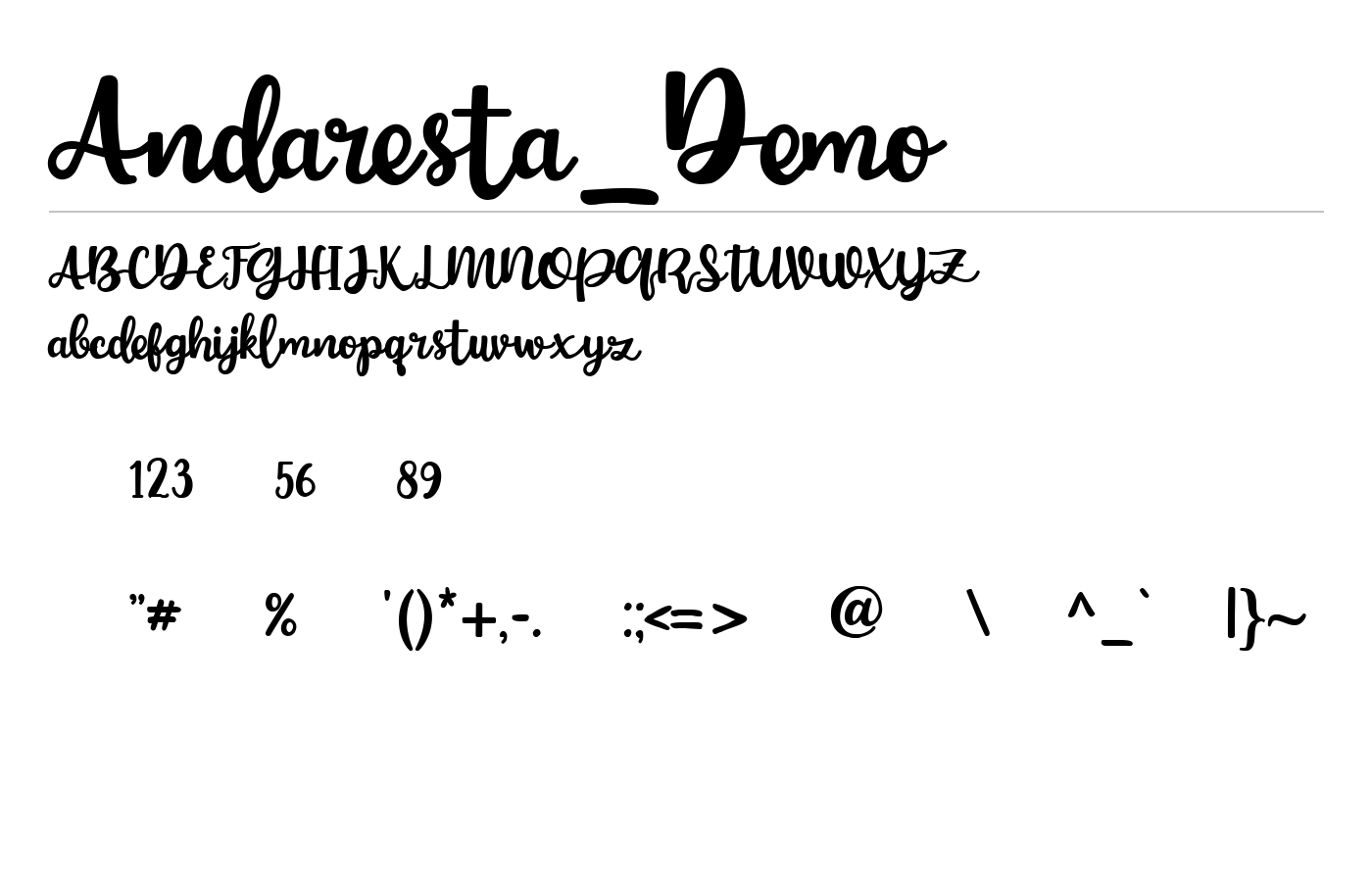 Andaresta_Demo Font preview