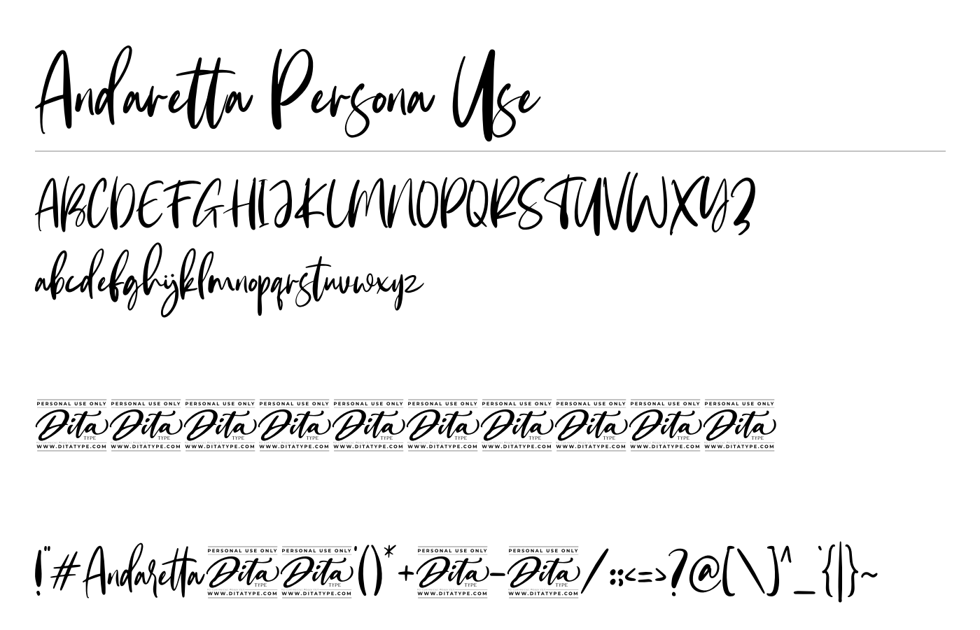Andaretta Persona Use Font preview
