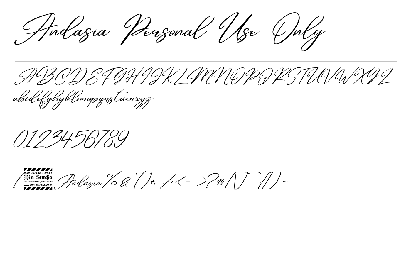 Andasia Personal Use Only Font preview