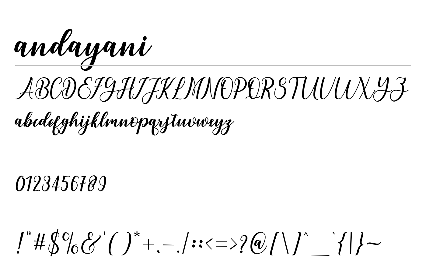 andayani Font preview