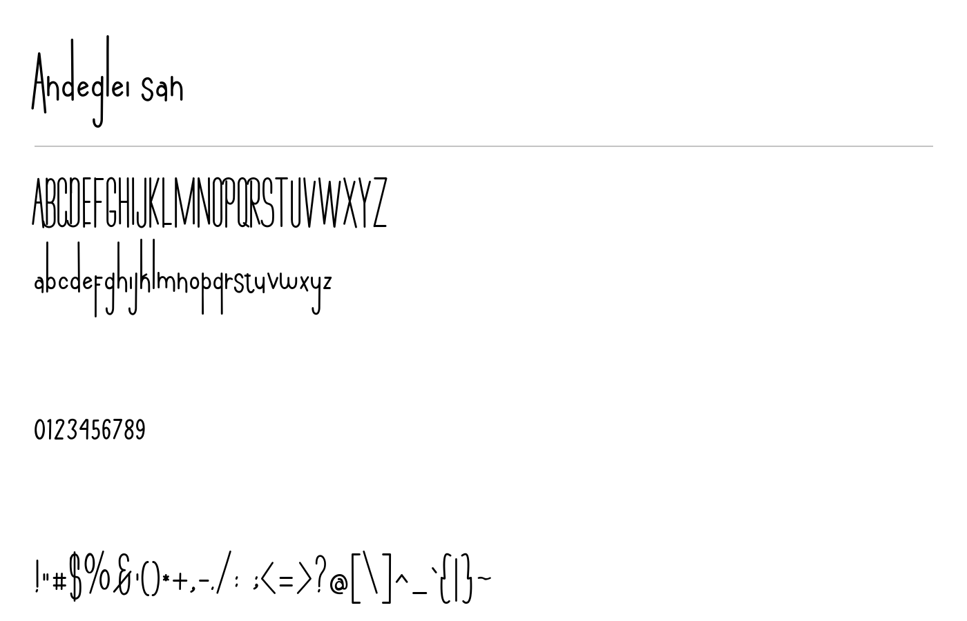 Andeglei san Font preview