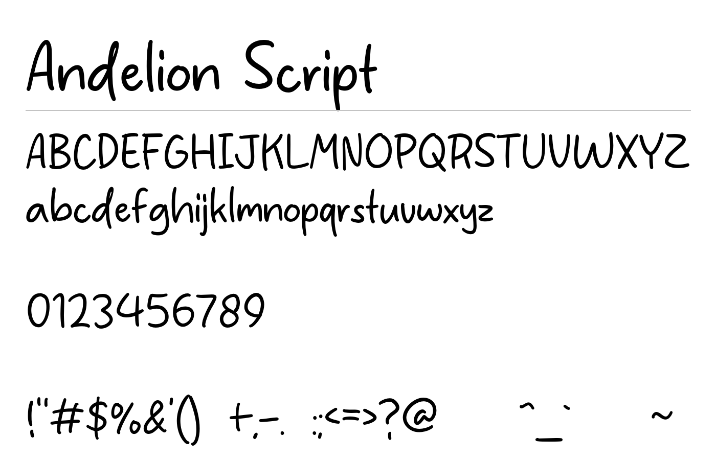 Andelion Script Font preview