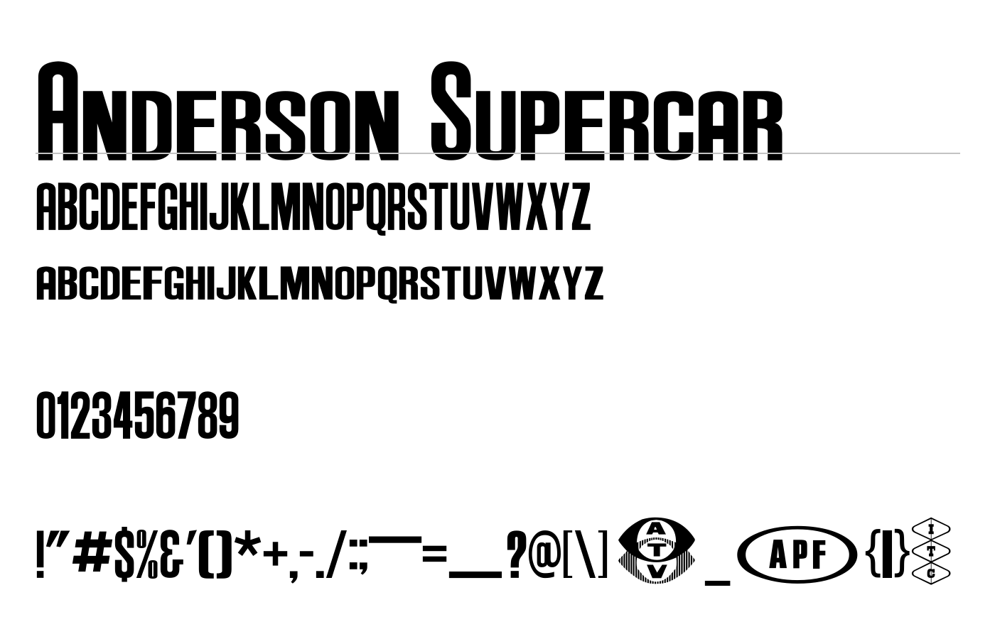 Anderson Supercar Font preview