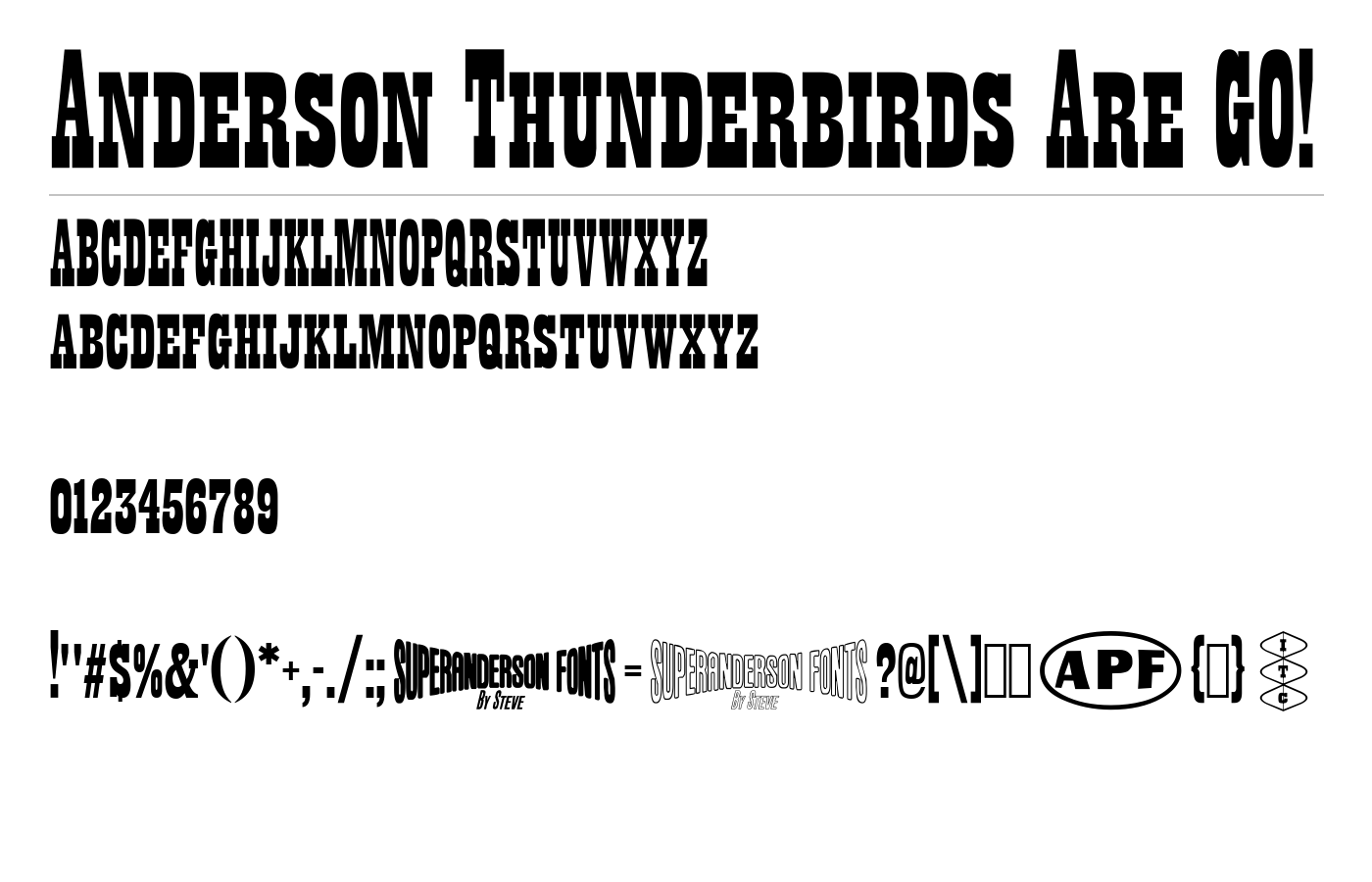 Anderson Thunderbirds Are GO! Font preview