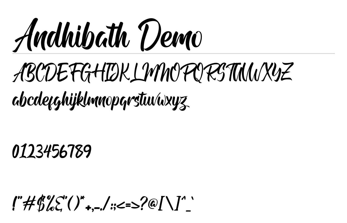 Andhibath Demo Font preview