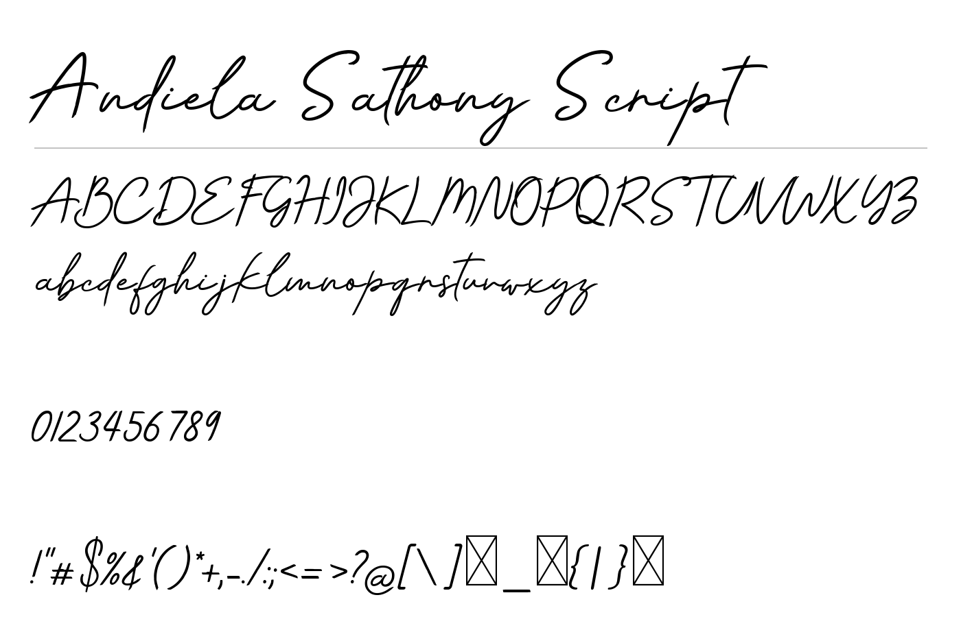 Andiela Sathony Font preview