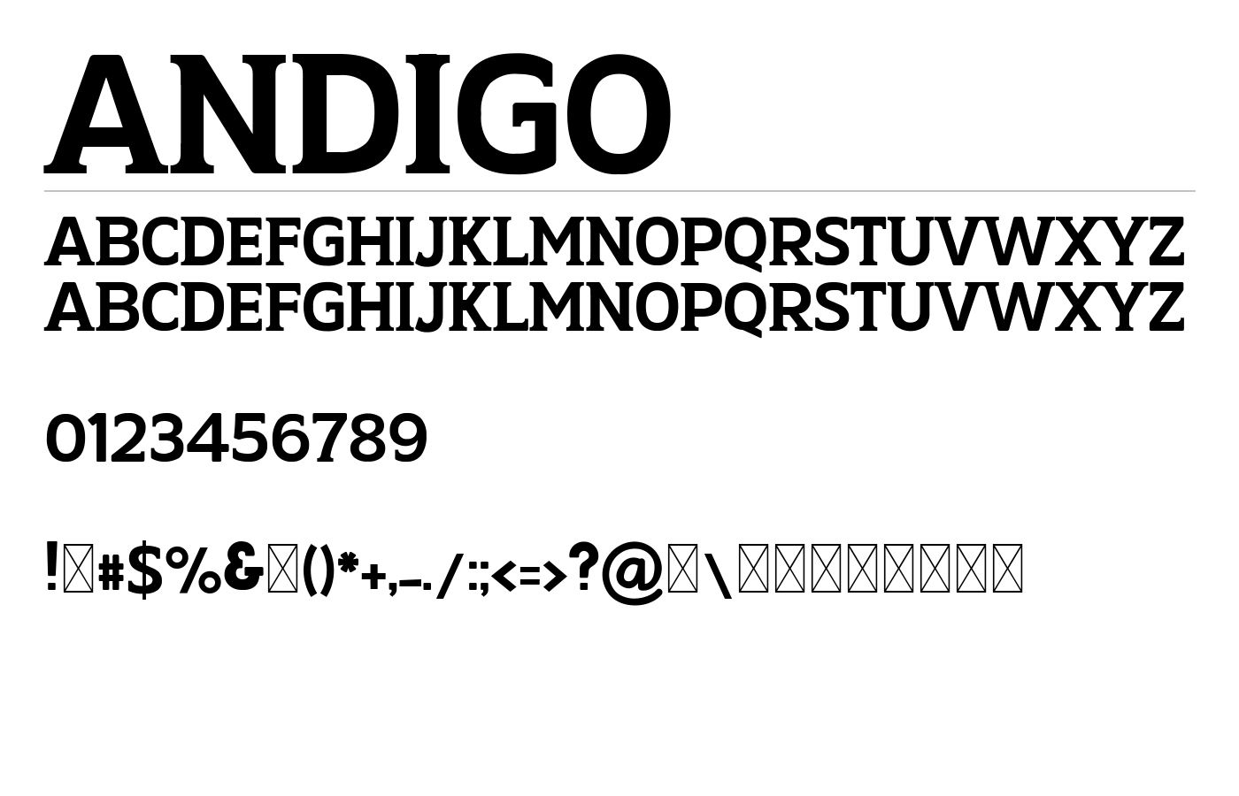 ANDIGO Font preview