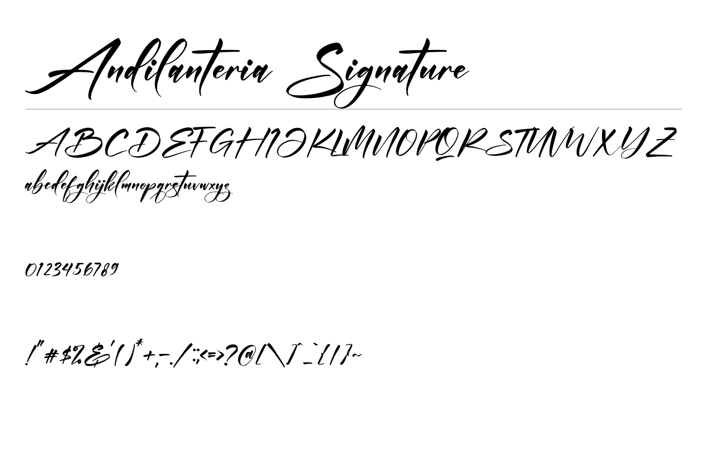 Andilanteria Signature Font preview