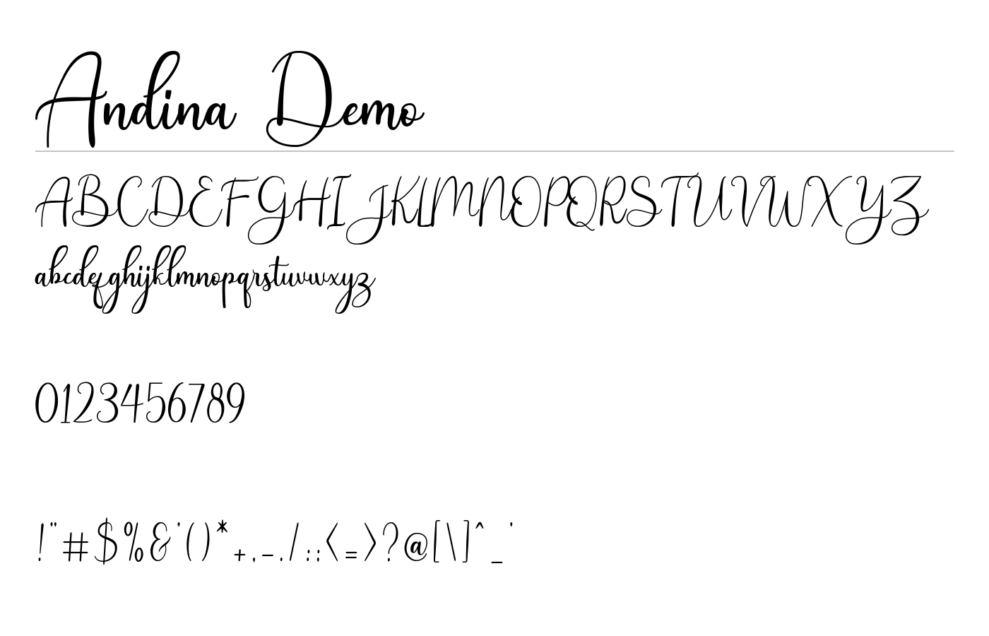Andina Demo Font preview