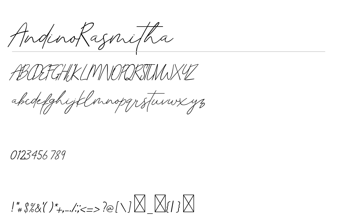 AndinoRasmitha Font preview