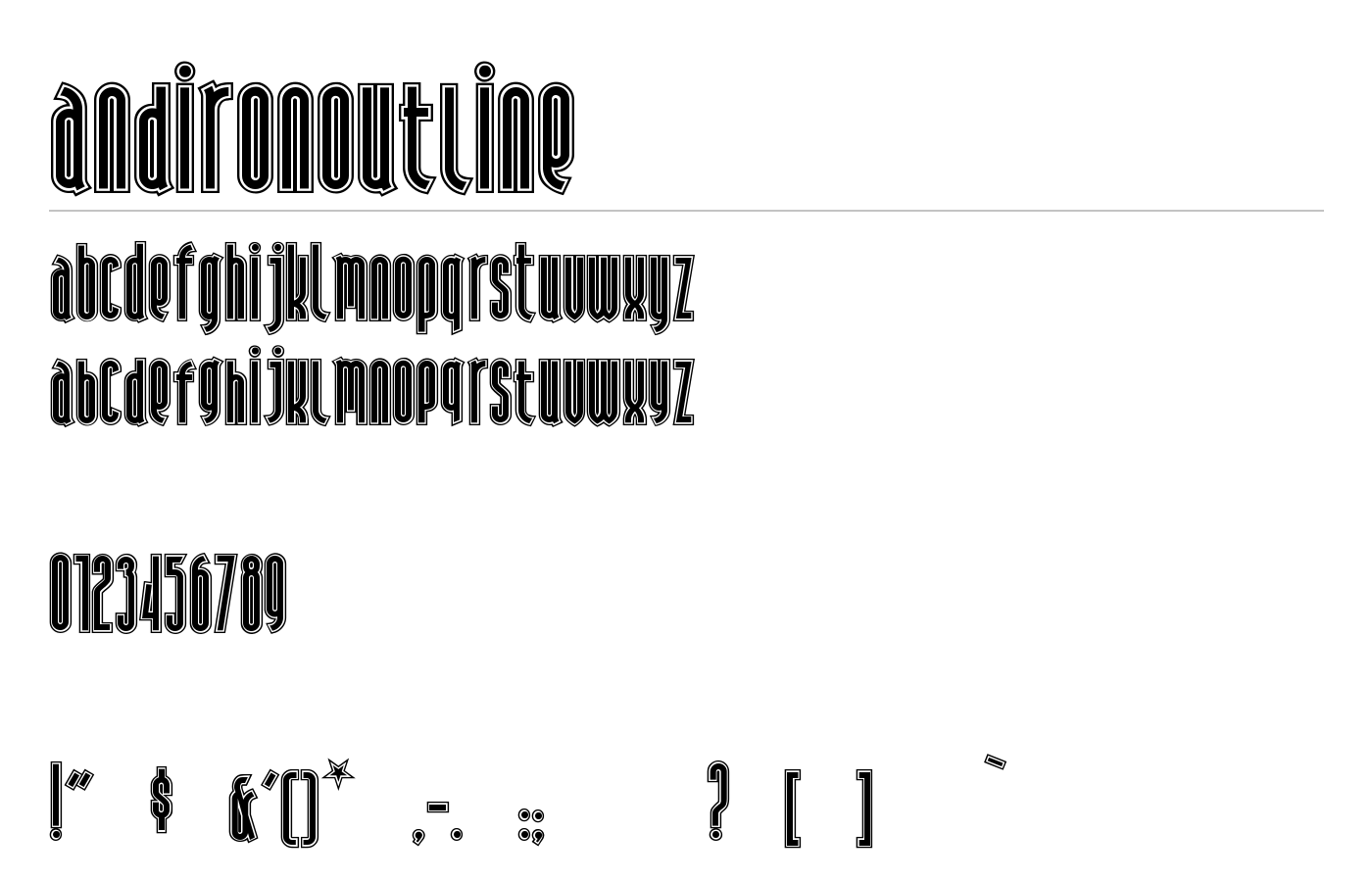 AndironOutline Font preview
