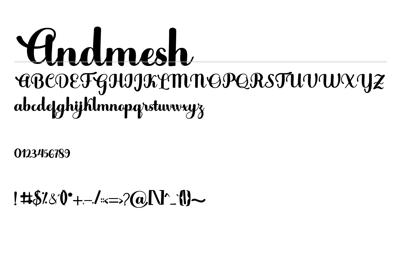 Andmesh Font preview