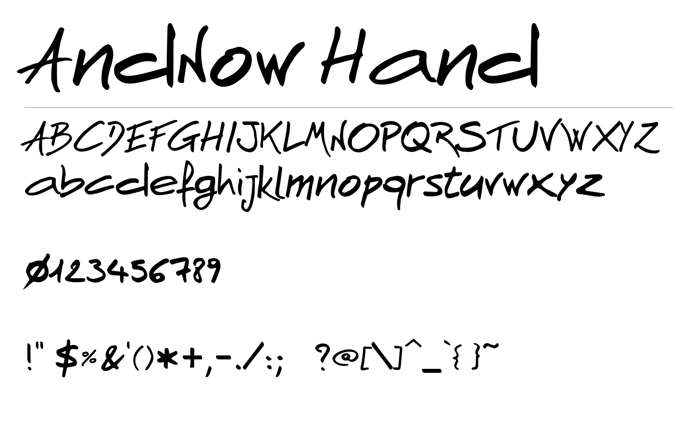 AndNow Hand Font preview