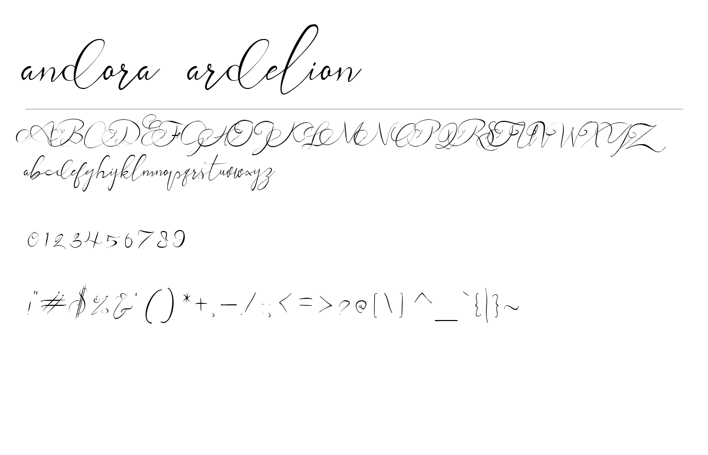 andora ardelion Font preview