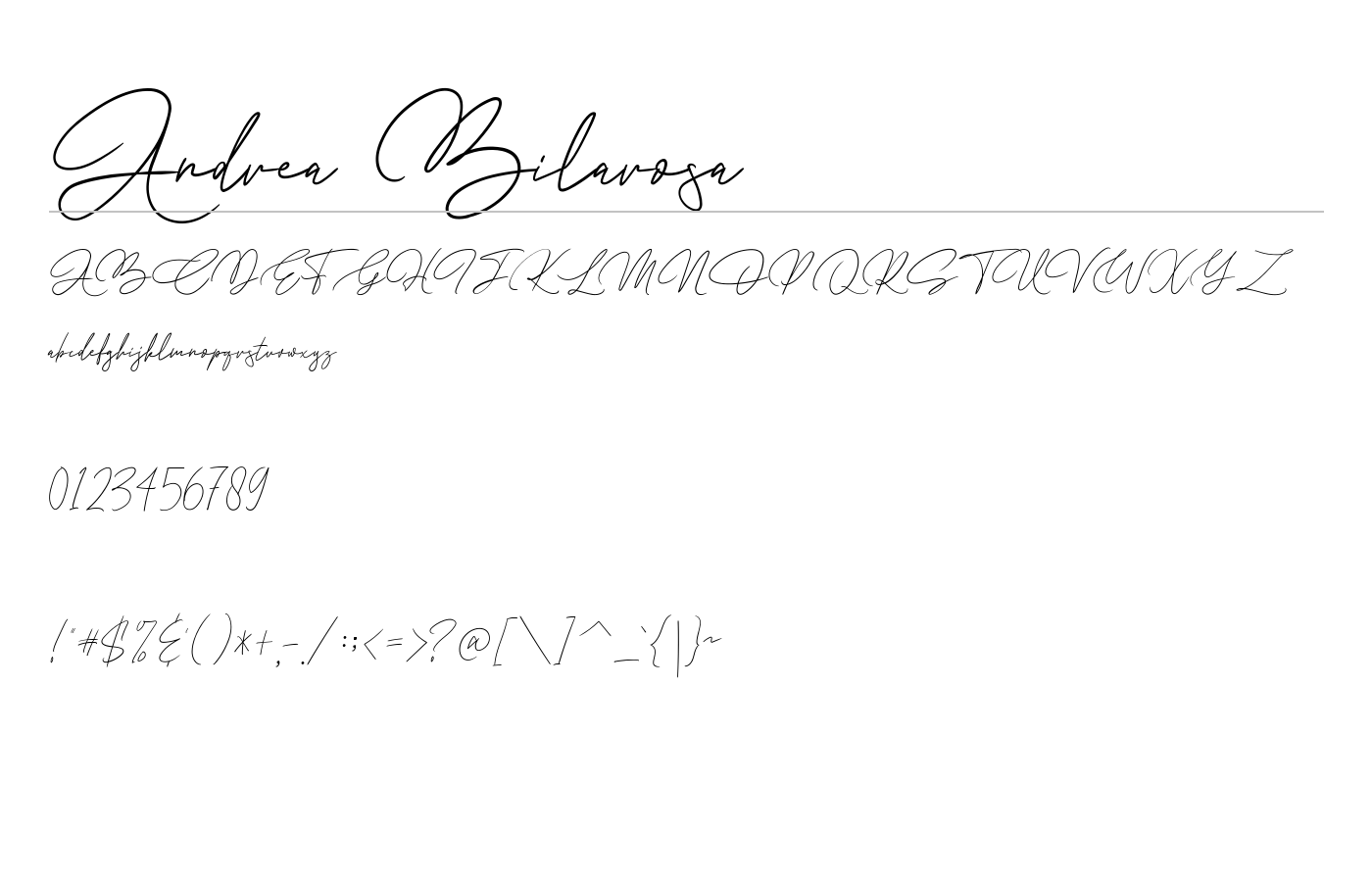 Andrea Bilarosa Font preview