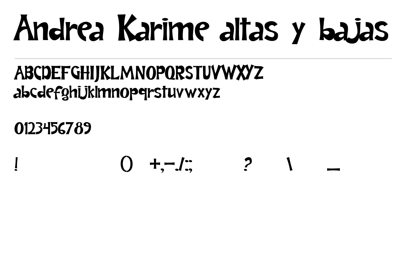 Andrea Karime altas y bajas Font preview