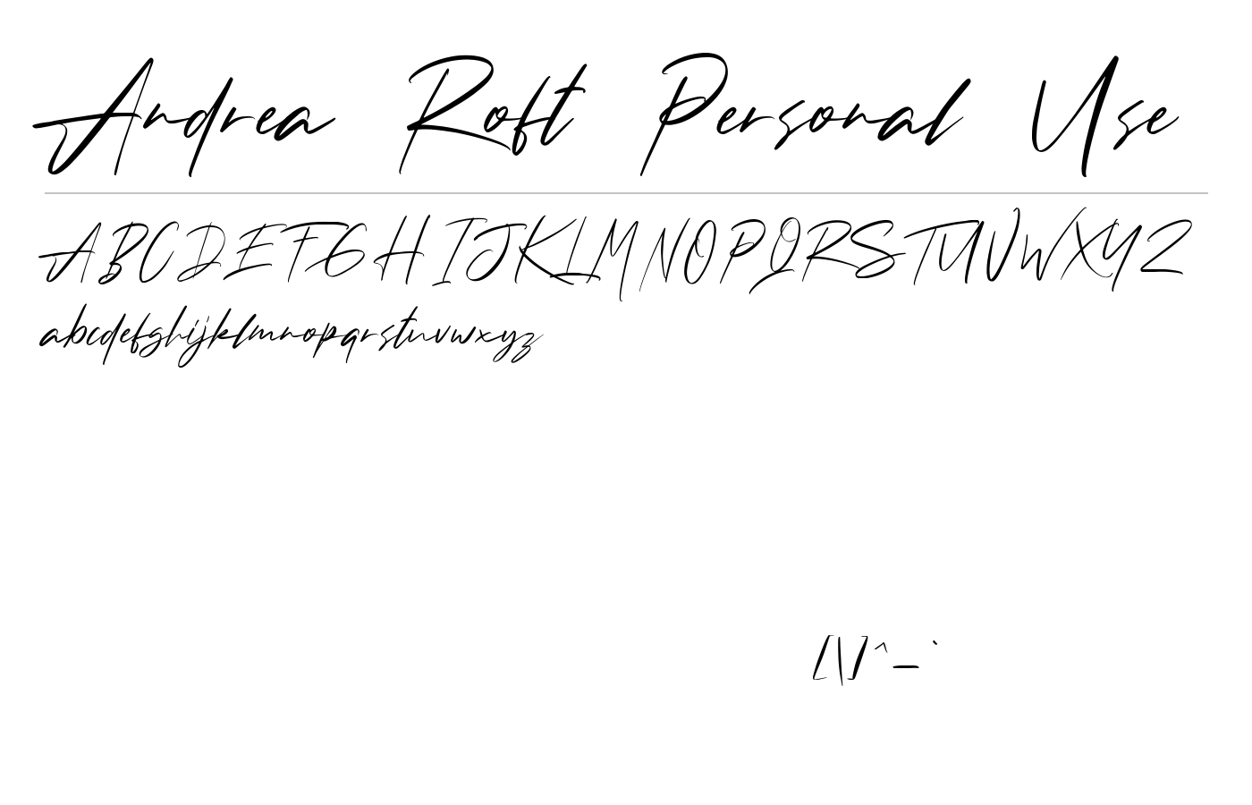 Andrea Roft Personal Use Font preview