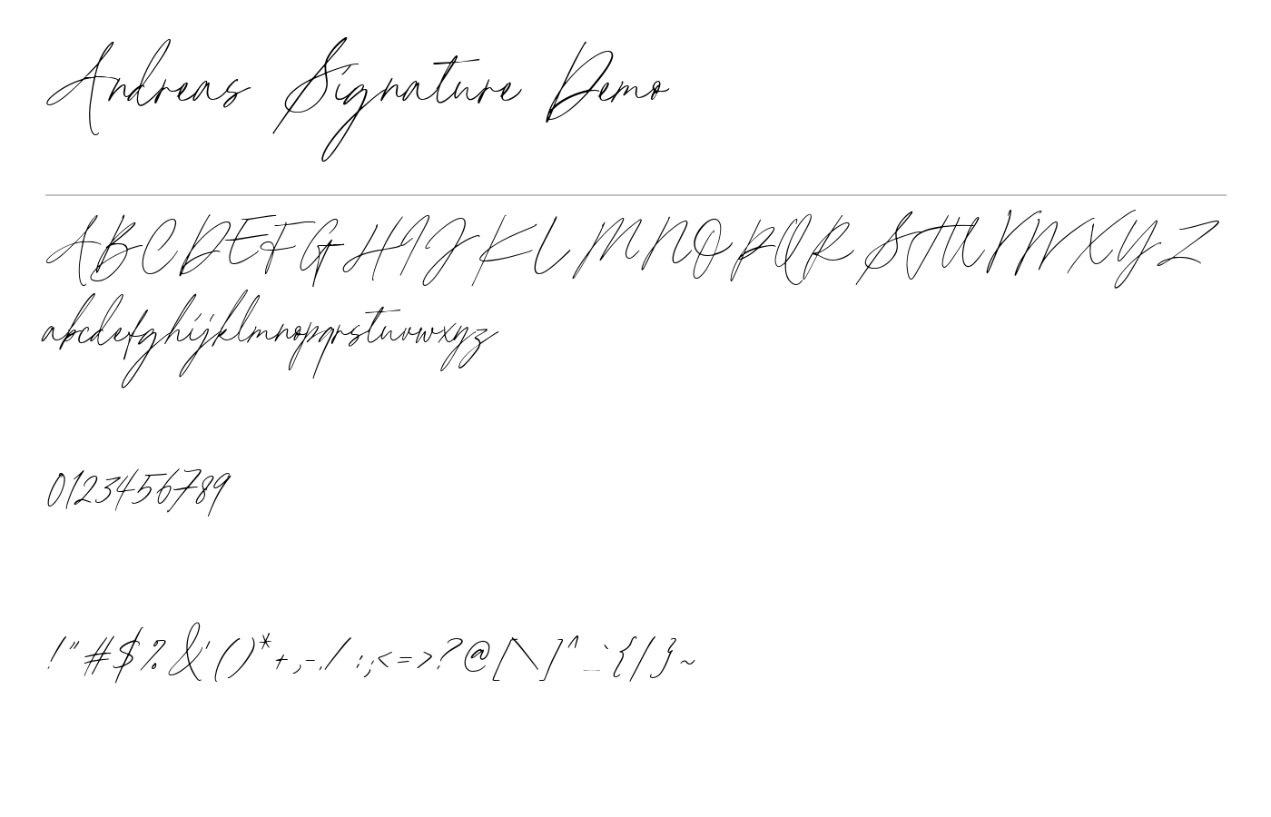 Andreas Signature Demo Font preview