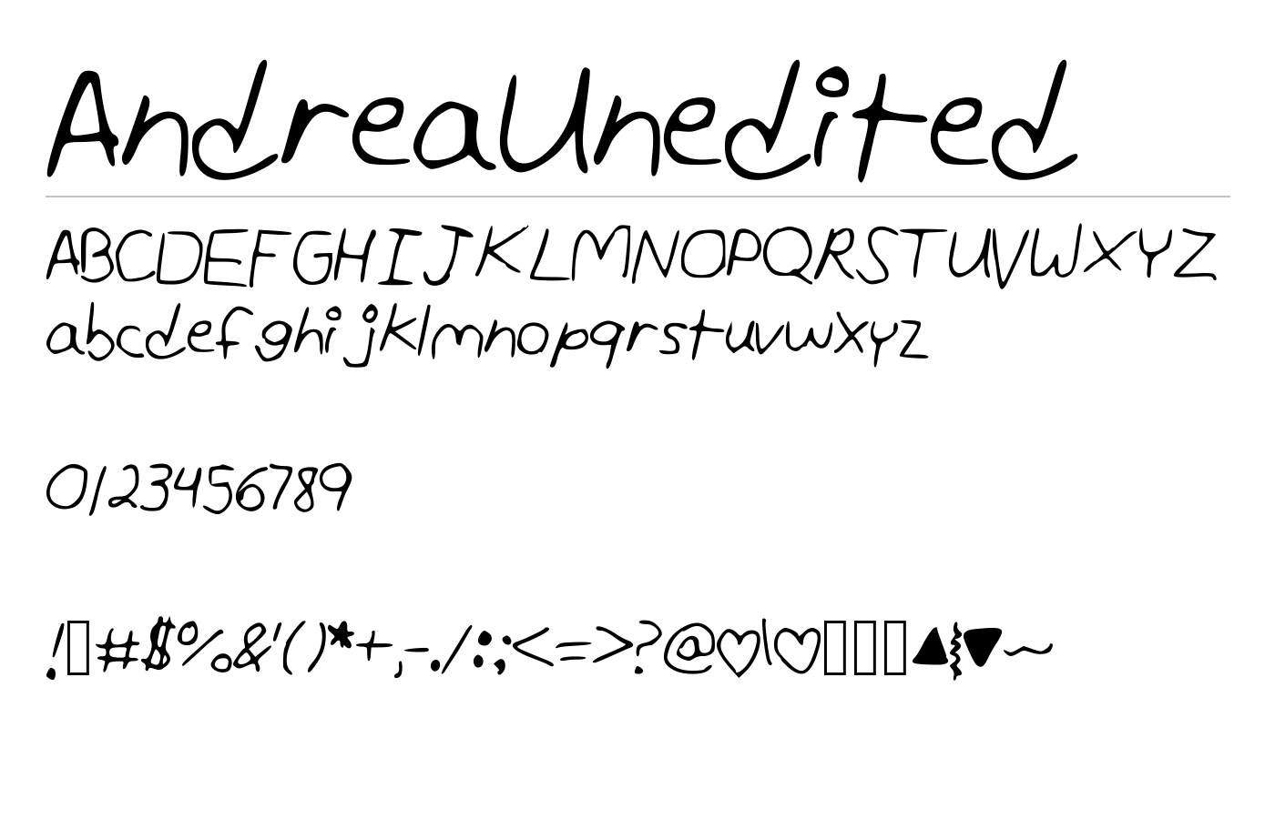 AndreaUnedited Font preview