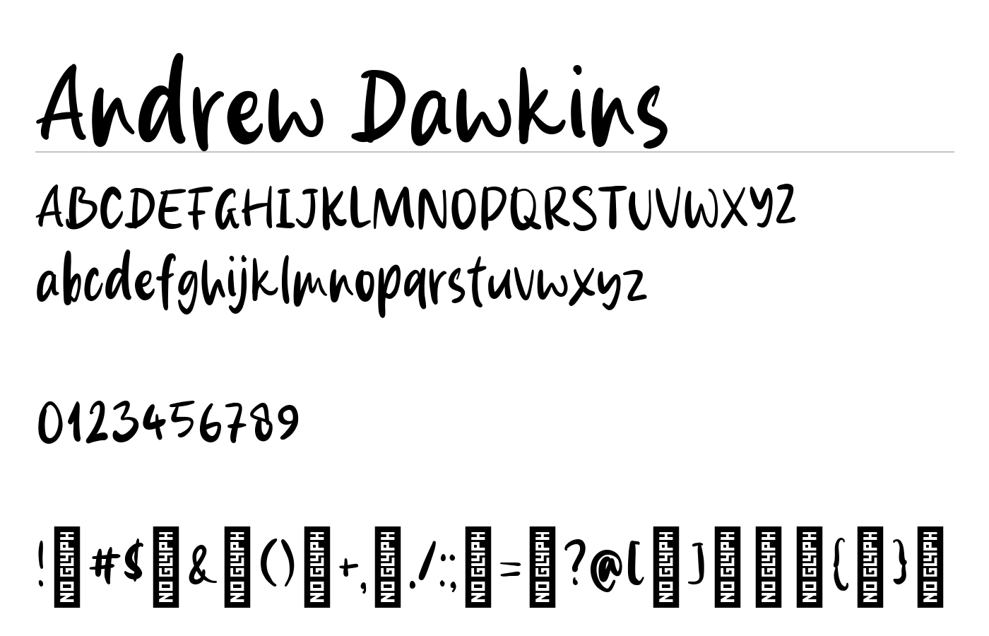 Andrew Dawkins Font preview