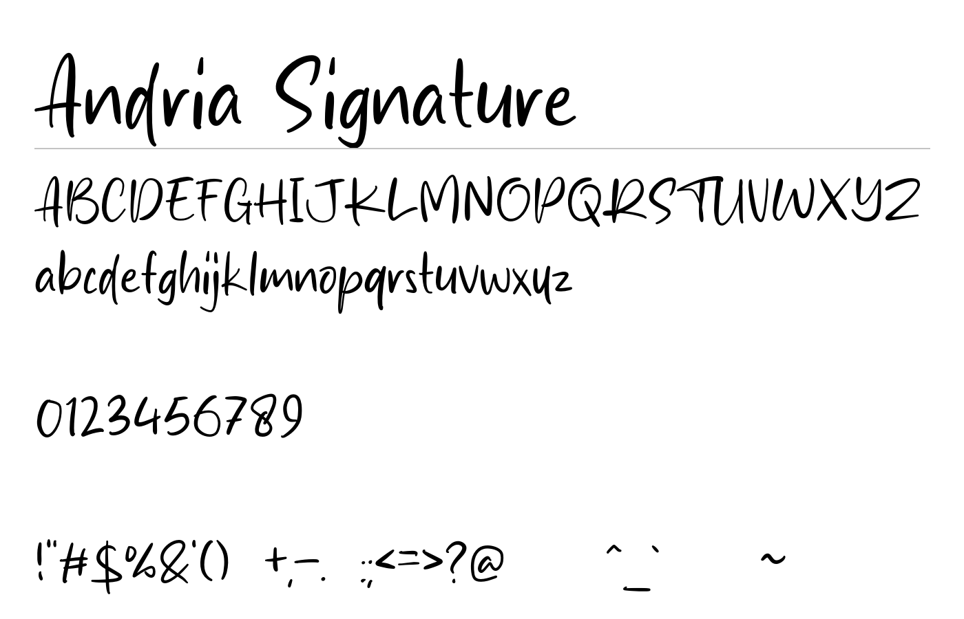 Andria Signature Font preview