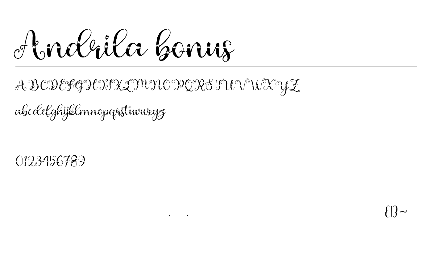 Andrila bonus Font preview