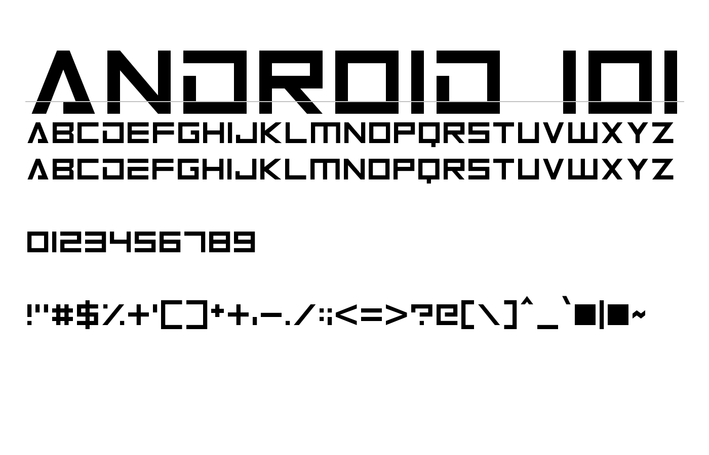 Android 101 Font preview