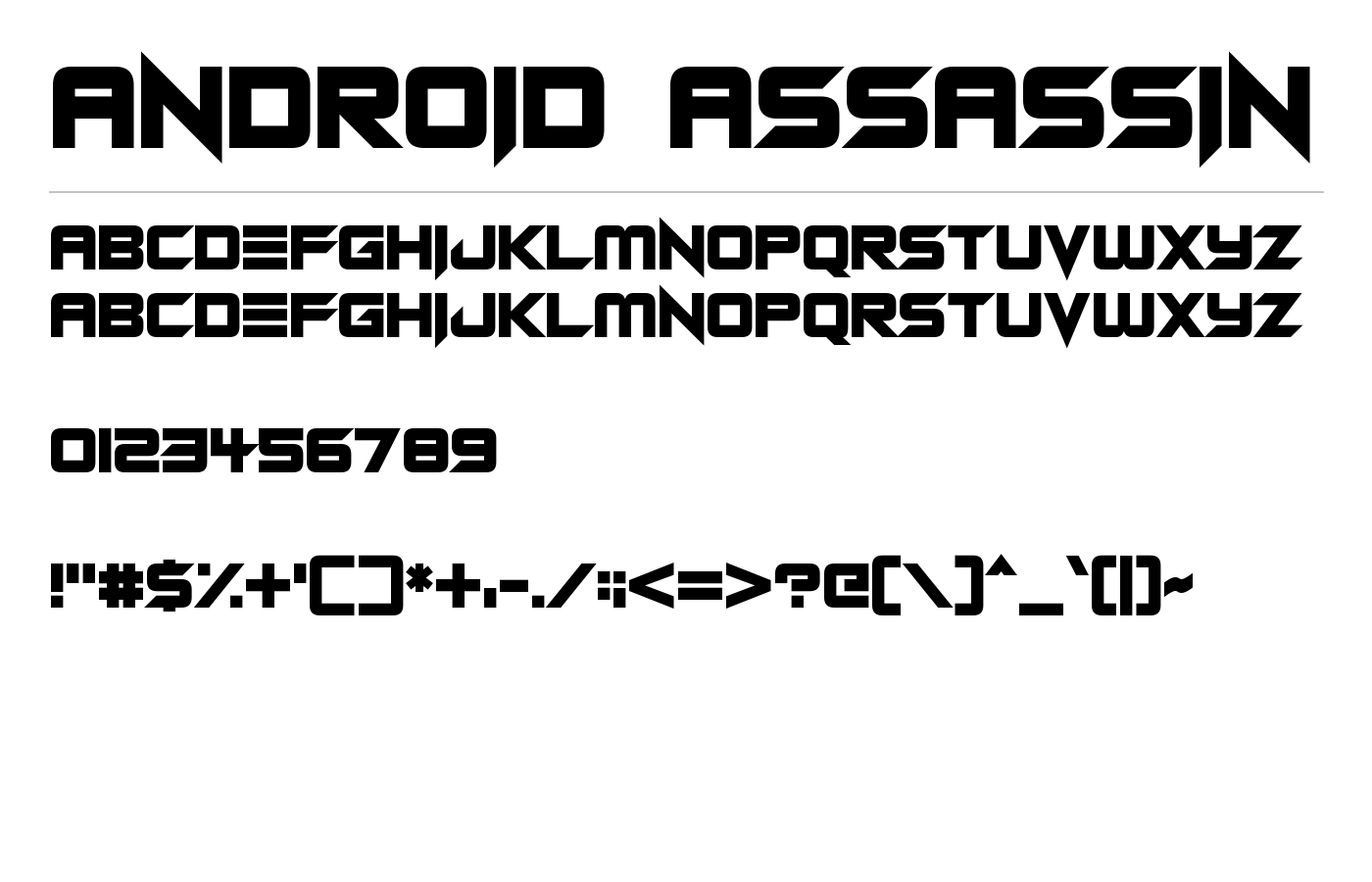 Android Assassin Font preview