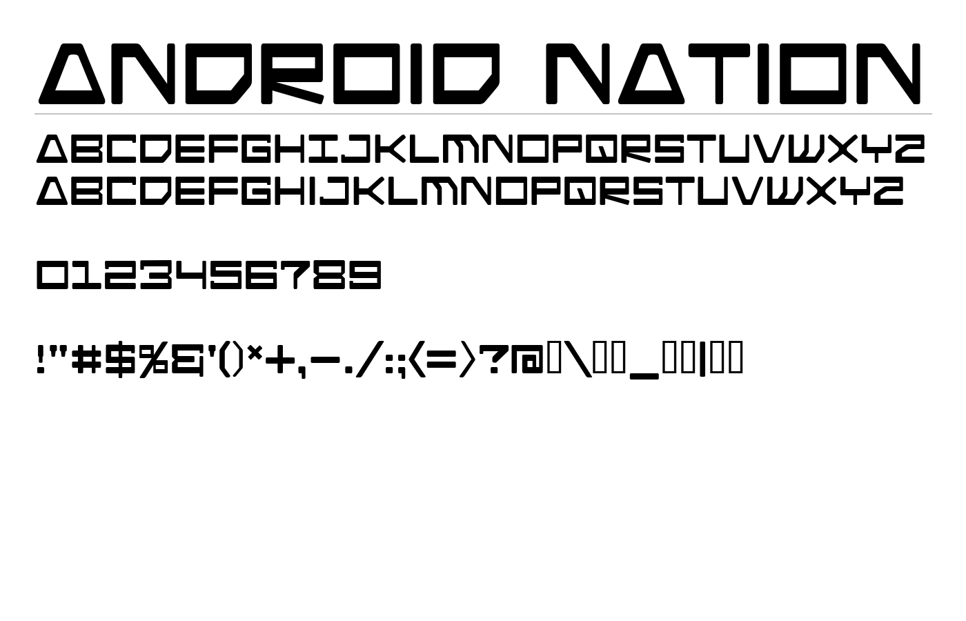 Android Nation Font preview