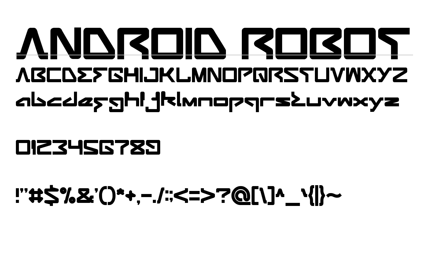 ANDROID ROBOT Font preview