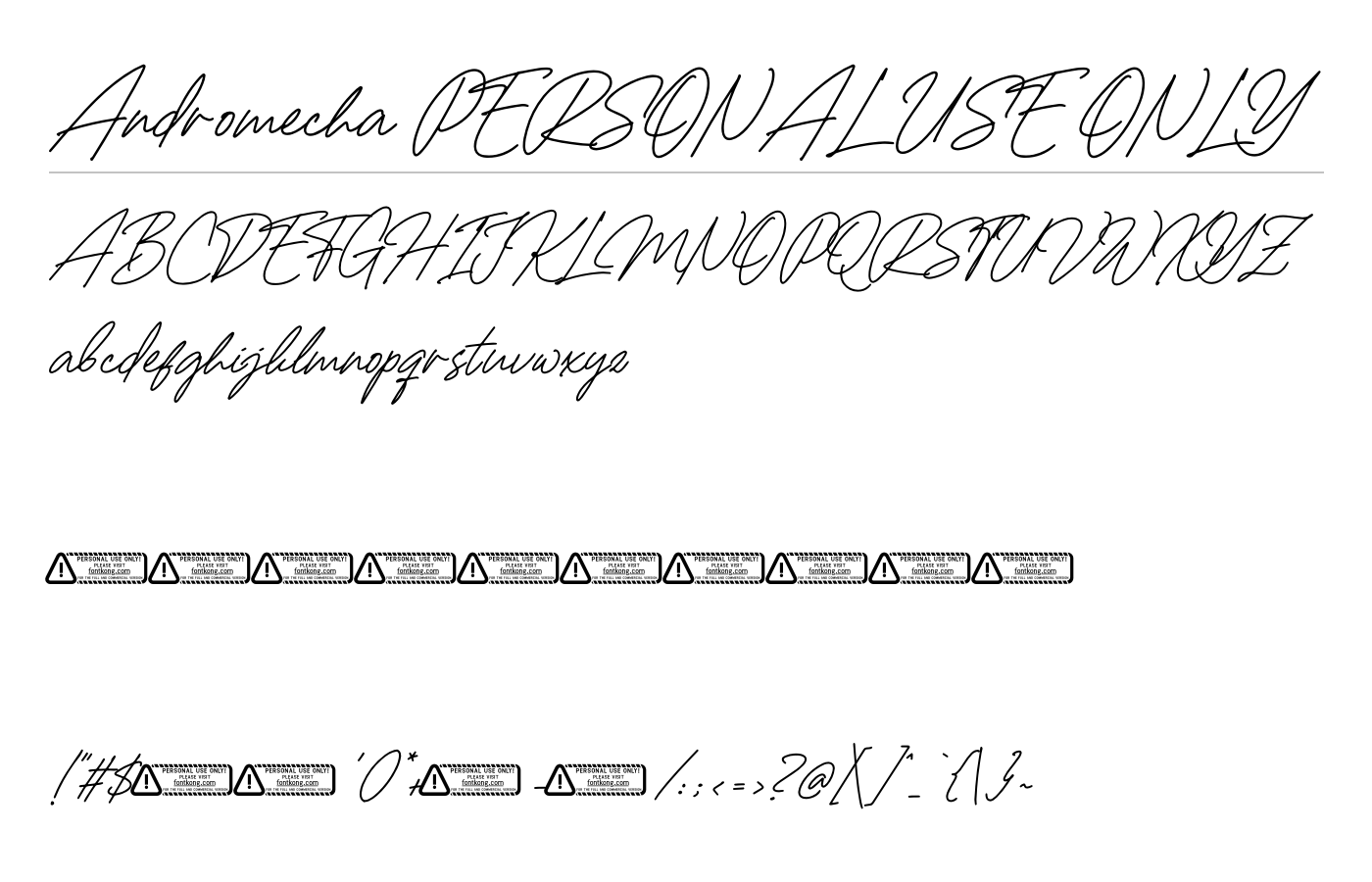 Andromecha PERSONAL USE ONLY Font preview