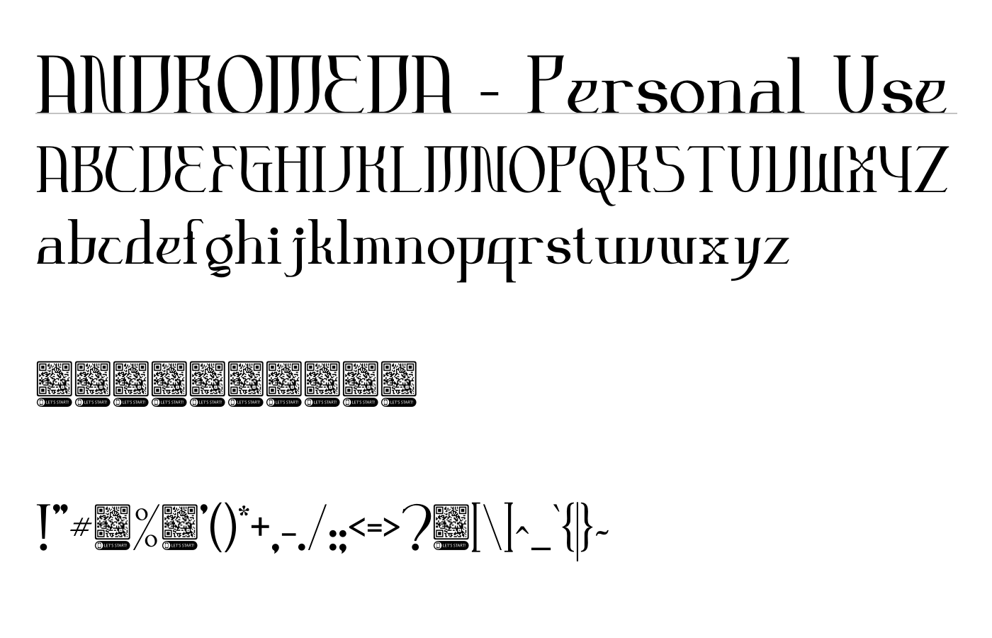 ANDROMEDA - Personal Use Font preview
