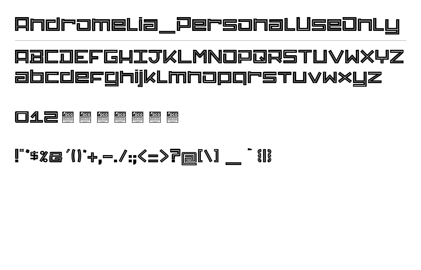 Andromelia_PersonalUseOnly Font preview