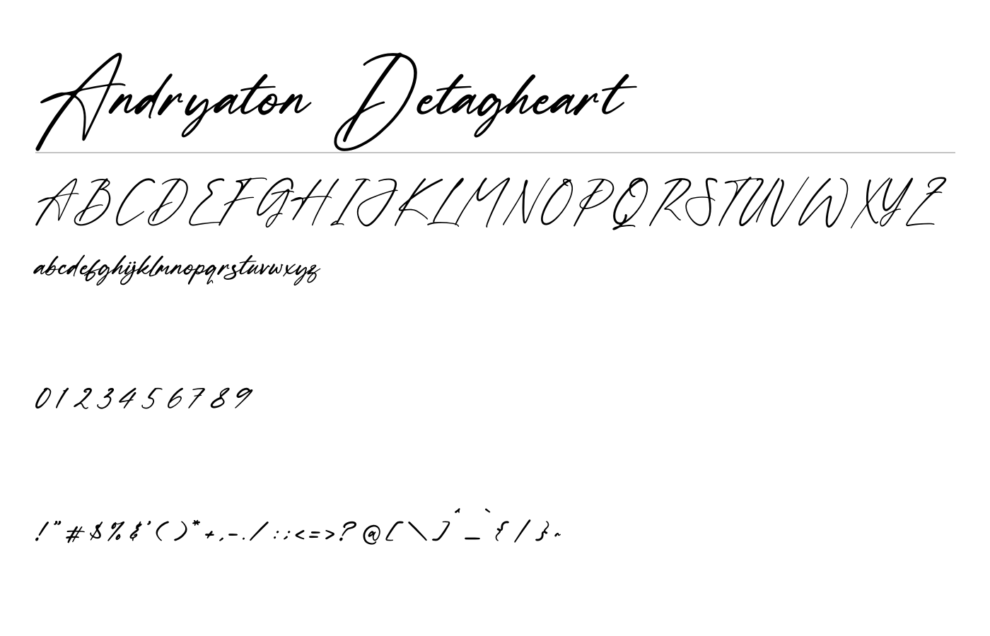 Andryaton Detagheart Font preview