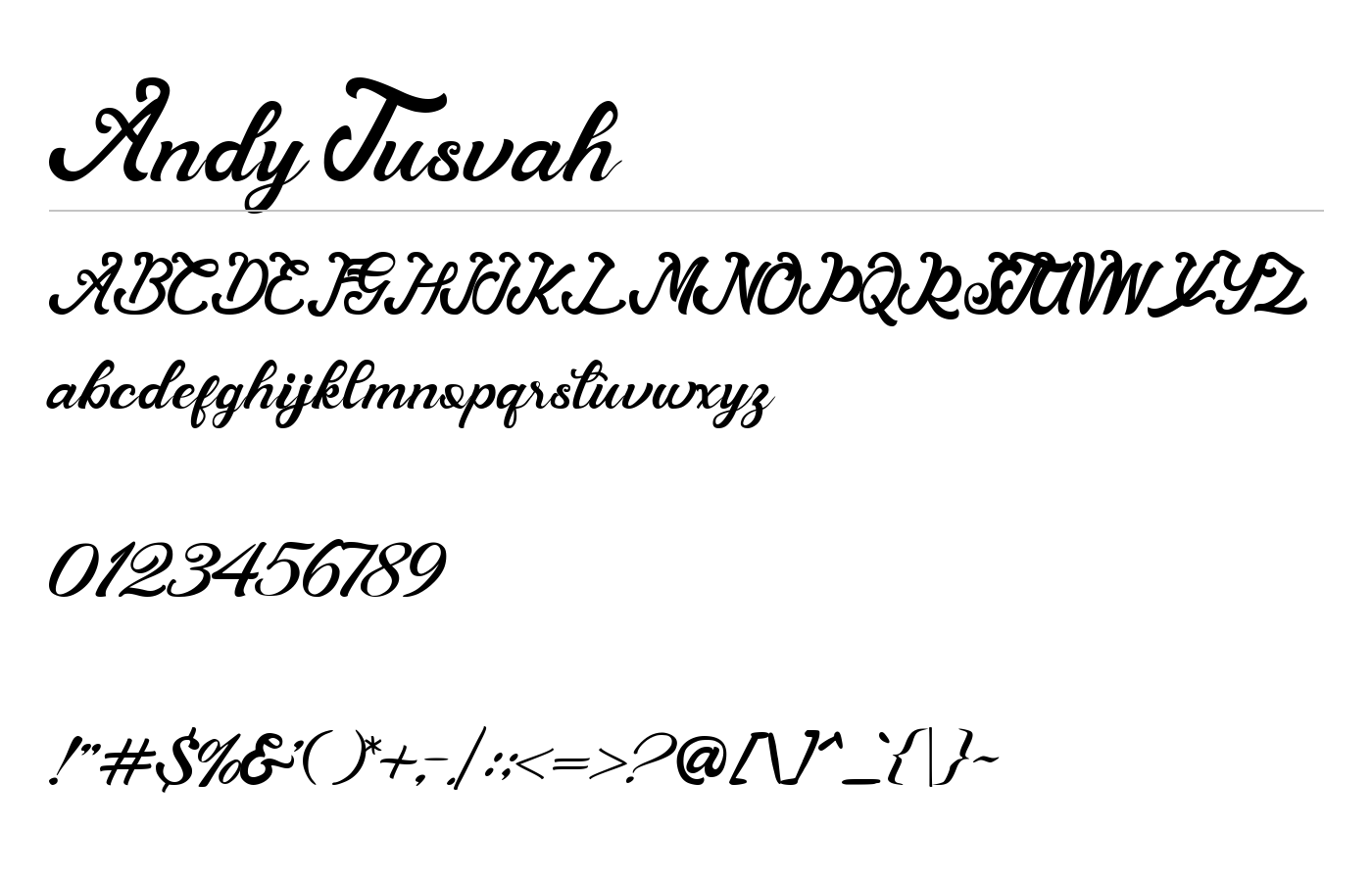 Andy Tusvah Font preview